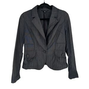 Banana Republic Gray Plaid Blazer Pockets Long Sleeve Y2K Vintage Office 8